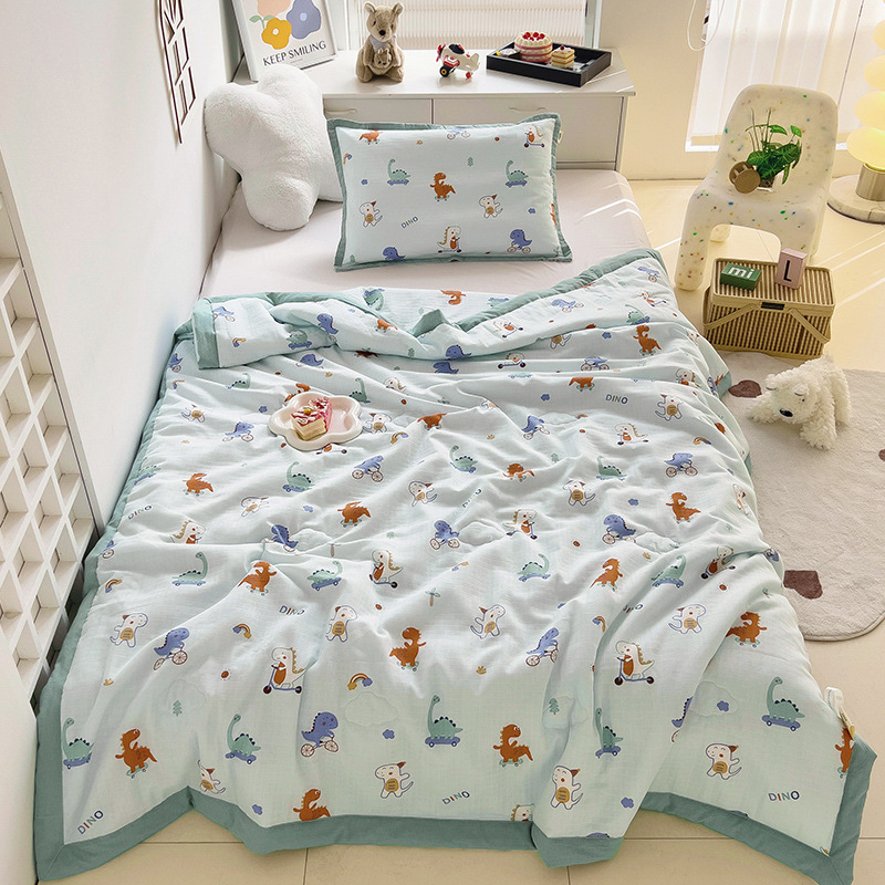 Class A cotton double-layer gauze children's summer quilt maternal and infant grade gauze summer cool quilt pure cotton air-conditioning quilt single thin quilt wholesale
