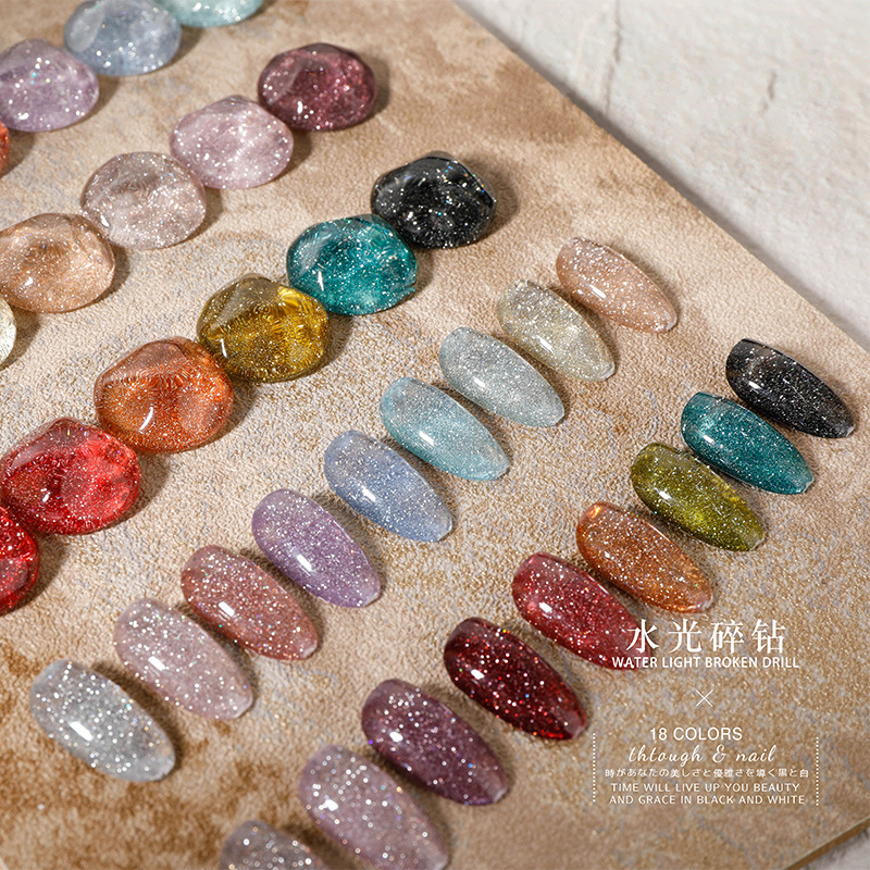 Explosión de brillo de diamante transparente color desnudo denso brillo desnudo polvo fototerapia esmalte de uñas hadas blanqueamiento suave a través del hielo primavera y verano nuevo estilo