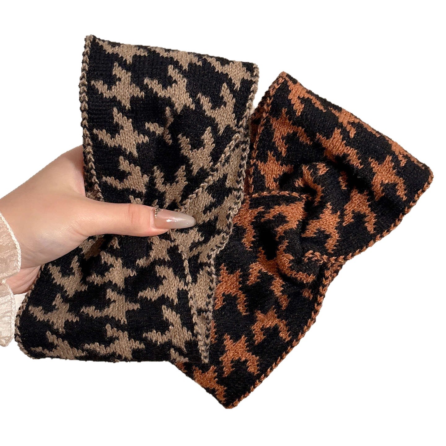 Estrellas con hilo de lana caliente correa de cabello para mujeres otoño y invierno bordes anchos bordes de punto cruzados banda de cabello diaria para usar banda de cabello adornamientos para el cabello