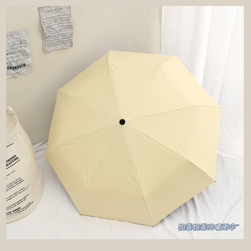 Simple solid wood handle vinyl parasol three-fold sun umbrella  new umbrella printed logo advertising umbrella