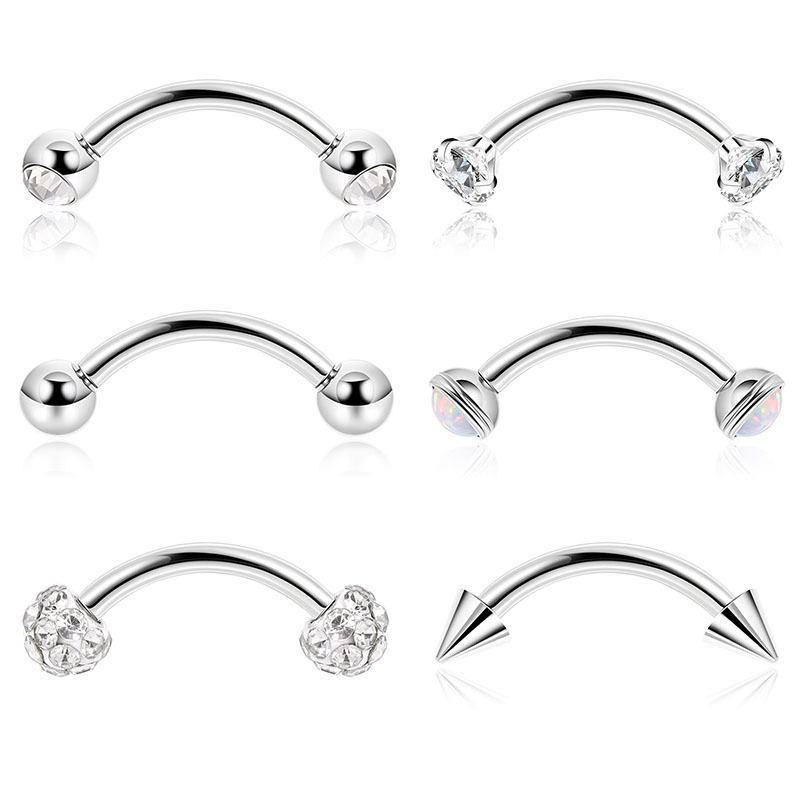 G23 Titanium Internal Thread Curved Barbell Eyebrow Ring - F136 Titanium Alloy Replacement Rod for Body Piercing Jewelry detail image 7