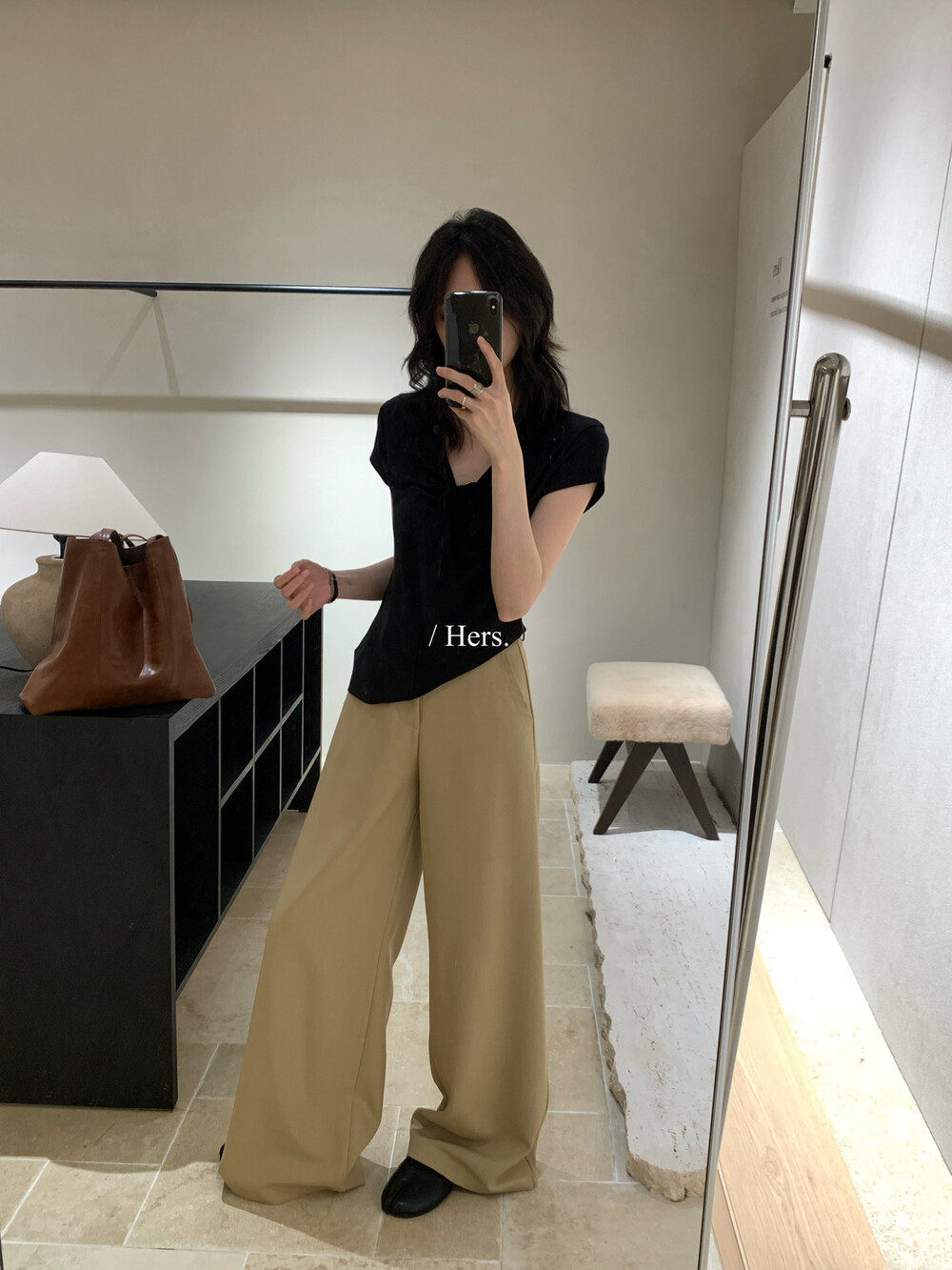 Quần culottes nữ ống rộng dáng suông vải rũ mềm mại — màu đen, màu kaki chi tiết 26
