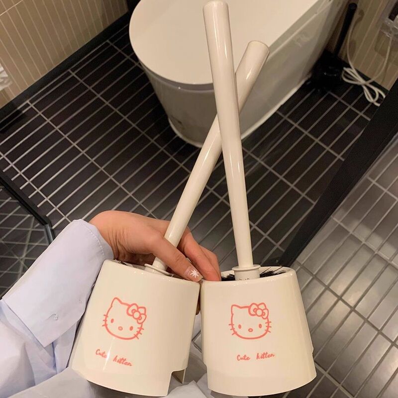 Cartoon Cute Kitty Household Bathroom Toilet Cleaning Brush Dormitory No Dead Ends Long Handle Toilet Brush High Appearance
