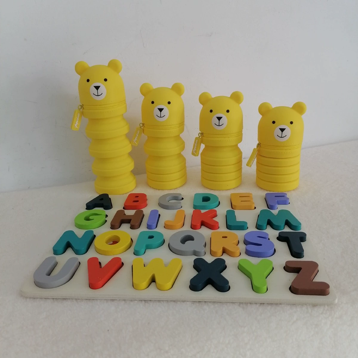 Прочный телескопический силиконовый держатель для ручек, милый для младших школьников, складной пенал с животными