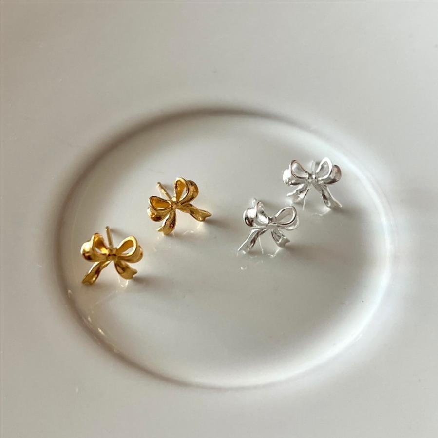 10g Weight 925 Sterling Silver Ear Needle Material Ear Studs Classification 1 Pair 925 Sterling Silver Bow Knot Ear Studs