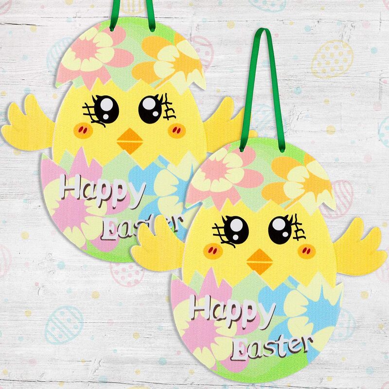 Cross-Border New Easter Chick Egg Hanging Farmhouse Home Party Decoration Crafts Front Door Door Sign Pendant