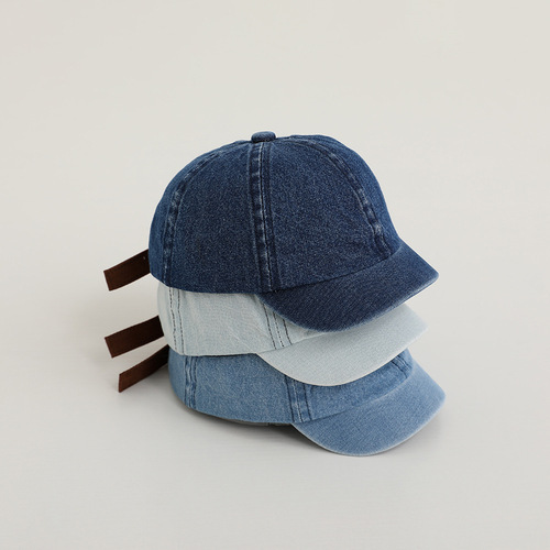 Short brim children's baby peaked hat spring and autumn children's cowboy hat blue versatile boy and girl hat sun hat