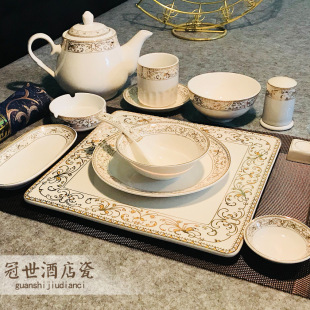 Factory Hotel Tableware Four-piece Ceramic Dishes Hot Pot Countertop Supplies Restaurant Hotel Phnom Penh Tableware