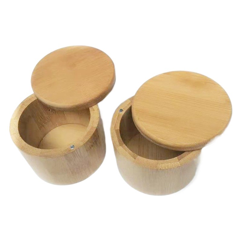 Tarro de condimento de bambú caja de condimento tapa giratoria de succión magnética botella de condimento frasco de sal de bambú condimento de cocina caja de almacenamiento