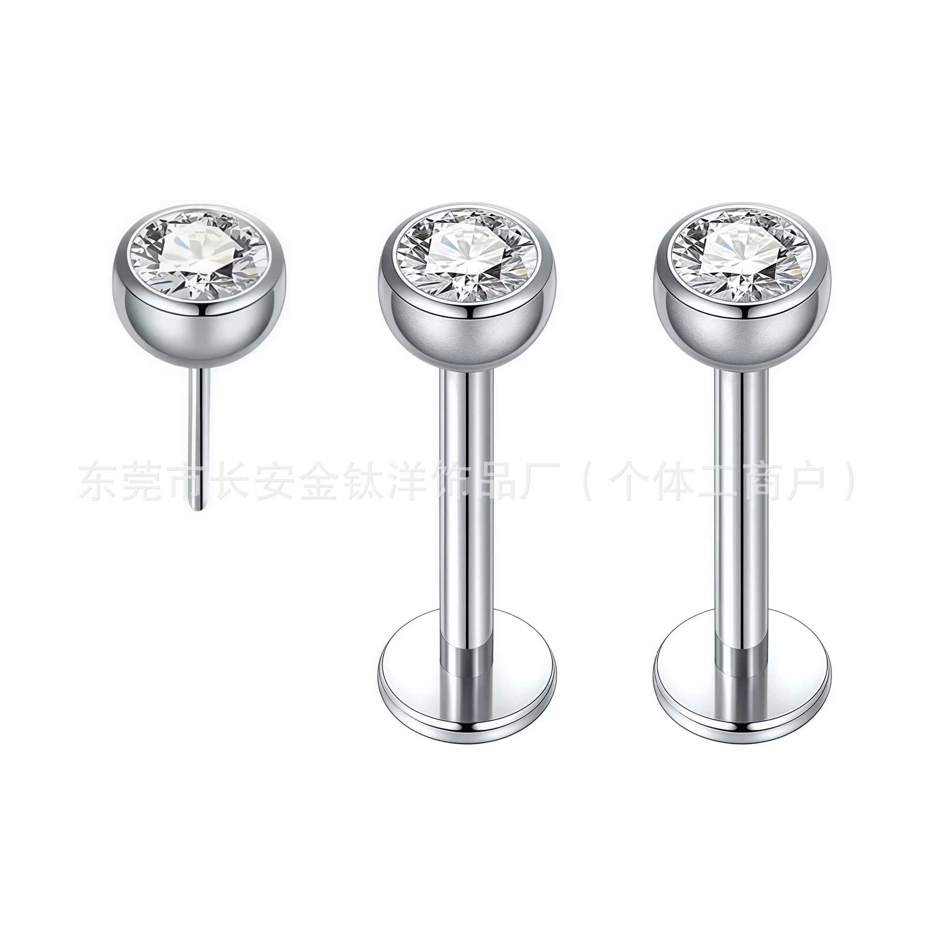 F136 Titanium Inlaid Screw Curved Lip Nail Nose Nail Ear Bone Nail G23 Titanium Alloy Piercing Jewelry detail image 5