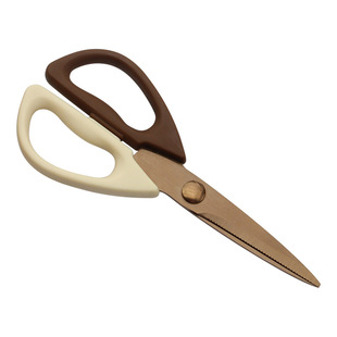 Stainless Steel Titanium Coated Scissors Household Double Color Multifunctional Kitchen Cutters Paper Skin Scissors Food Cutters Barbecue Scissors