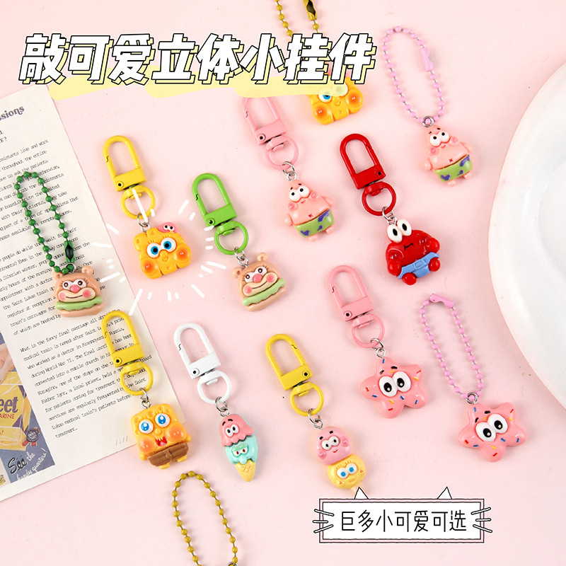 Lovely resina de dibujos animados estereoscópica llavero de regalo para estudiantes, bolsas escolares, pequeños colgantes, accesorios de decoración, colgantes