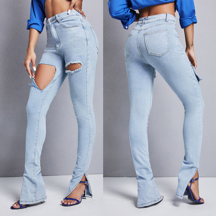 hole skinny slit slim-fit jeans NSWL118985