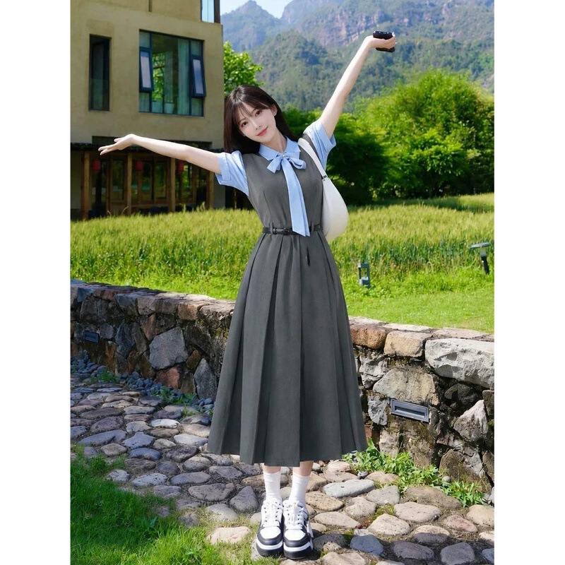 Sleeveless Vest Dress for Women, Summer Thin Style, Suitable for Teaching and Commuting, Petite Waist-Cinching Formal Occasion Long Dress