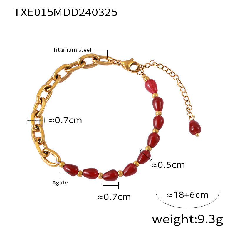 13g Weight Basic Geometric Agate Titanium Steel Gold Plated Jewelry Set In Bulk