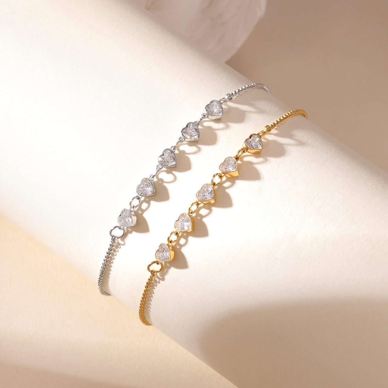 Cross-border Hot-selling Zircon Heart-to-Heart Adjustable Bracelet Light Luxury High-end Temperament Bracelet Explosive Jewelry Women Wholesale
