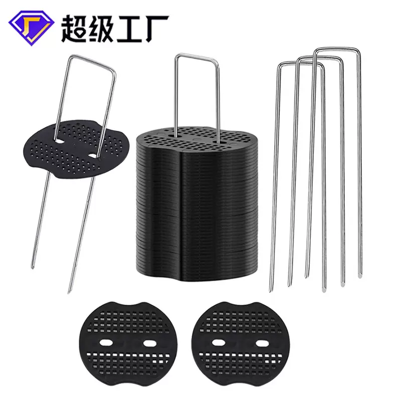 亚马逊防草布U型地钉栅格固定花园园艺镀锌地钉跨境草坪U形地钉