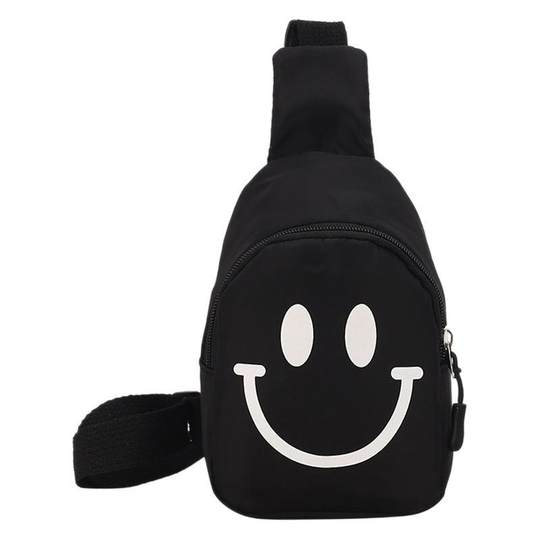New Cartoon Smiley Chest Bag Trendy One-shoulder Crossbody Bag for Boys and Girls Korean Style Children's Casual Canvas Bag Travel Backpack