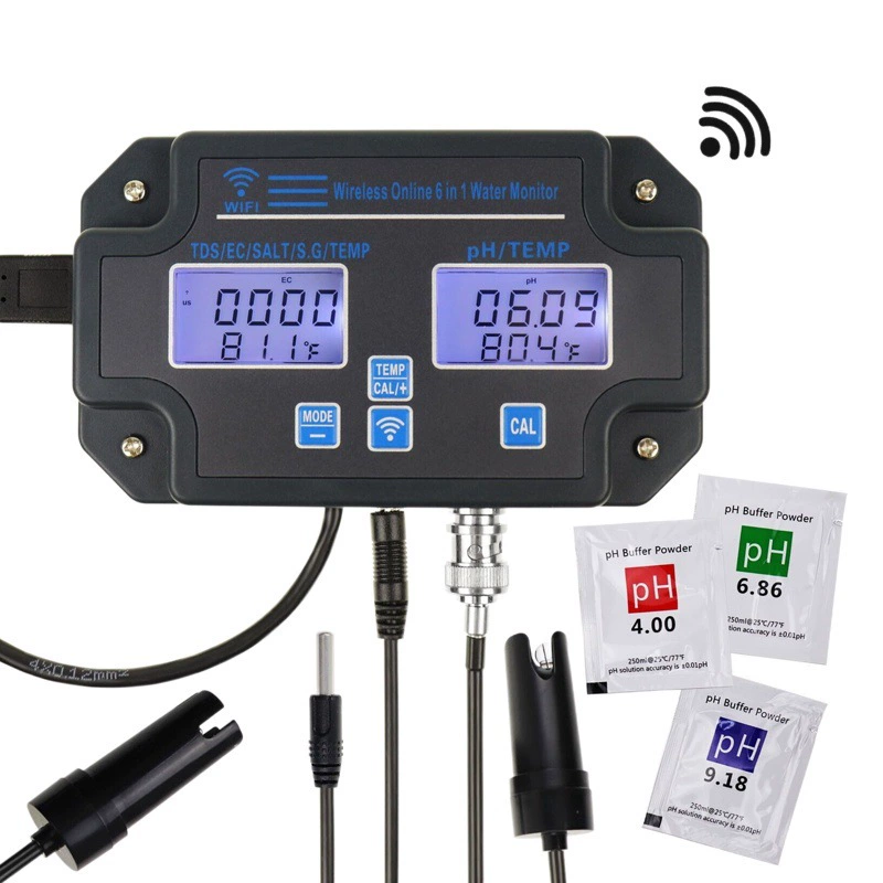 Многофункциональное онлайн-Обнаружение шесть в одном для внешней торговли с цифровым дисплеем WiFi PH/TDS температура EC кислотно-щелочной измеритель солености