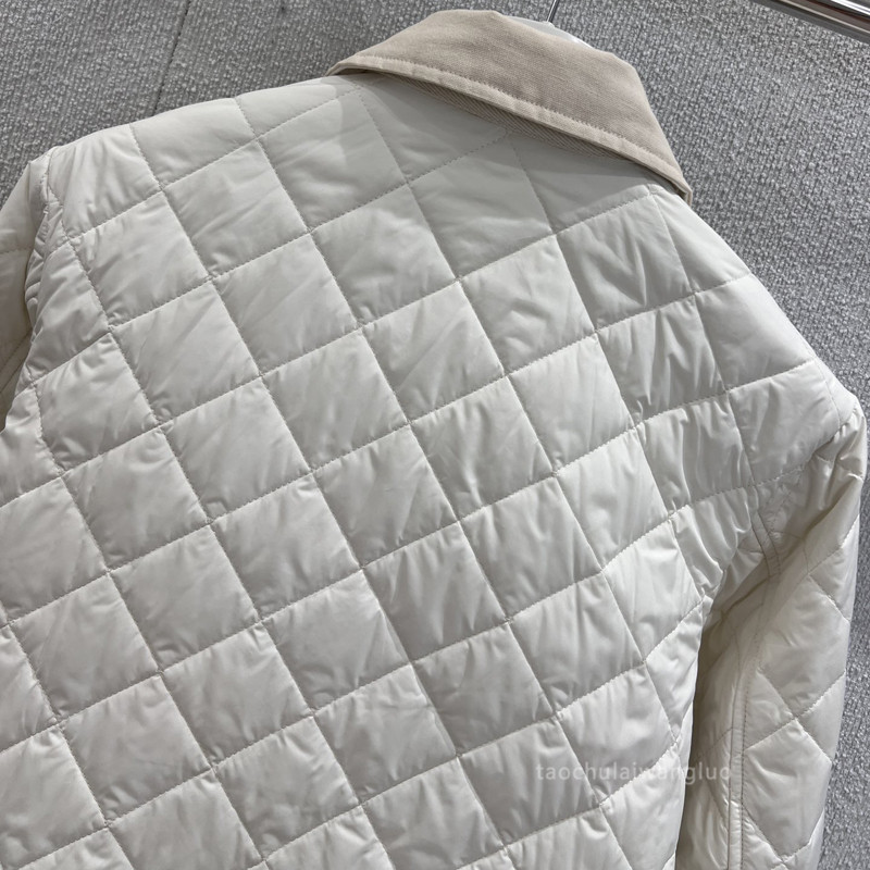 纯色菱格翻领长袖棉服 减龄少女风百搭短款夹棉小外套秋 ZW62720|undefined