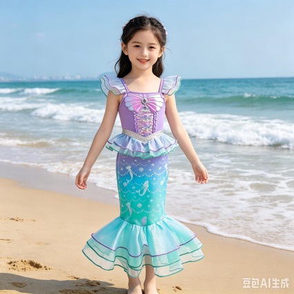Cross-border Children's Mermaid Princess Skirt Small Flying Sleeve Sequin Mesh Vacation Style dress Girl Baotong Princess Skirt