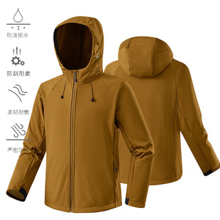 Old Bird Men's Waterproof Soft Shell Hooded Jacket Wear-resistant Scratch-resistant Fishing Clothes fleece-lined Thickened Warm Coat for Women
