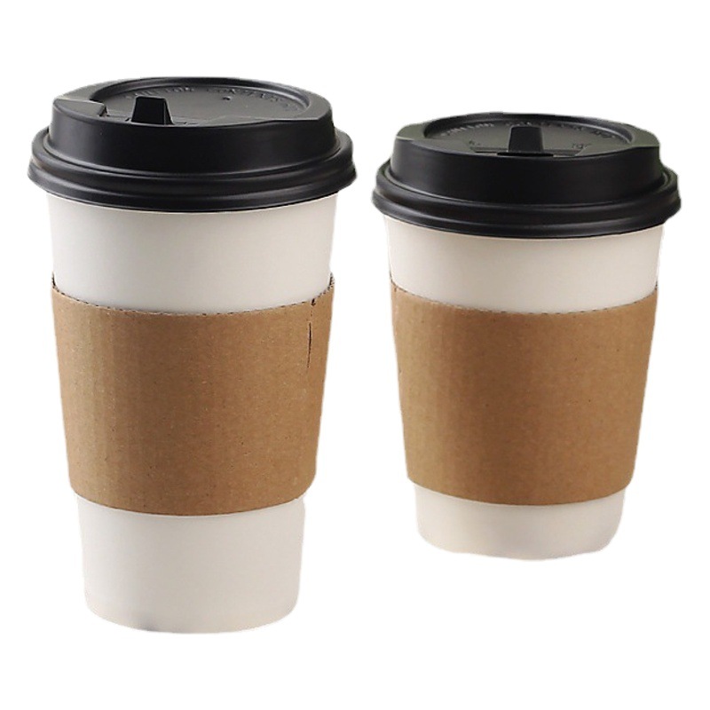 Cross-Border Foreign Trade Disposable Corrugated Paper Cup Sleeves Custom-Made Kraft Paper Takeaway Packaging Milk Tea Coffee Cup Sleeves Custom-Made