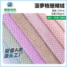 厂家双面涤锦菠萝格珊瑚绒 秋冬睡衣家居服鞋子抱枕珊瑚绒面料