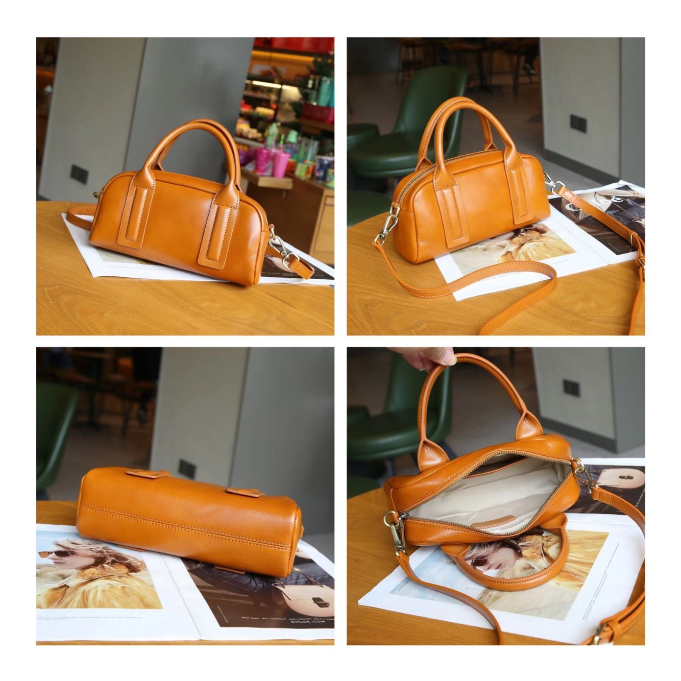 Vintage Vegetable-Tanned Leather Women's Bag, Fashionable Versatile Shoulder Crossbody Bag, Premium Handmade Cowhide Small Square Bag, Motorcycle Bag - Thumbnail 5