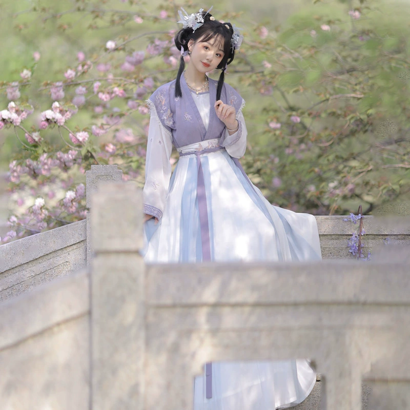 Оригинальный дизайн новая Yuege Meng Hanfu женский китайский стиль Jin стиль перекрестная горловина талии pleated юбка Weijin стиль повседневная 8296
