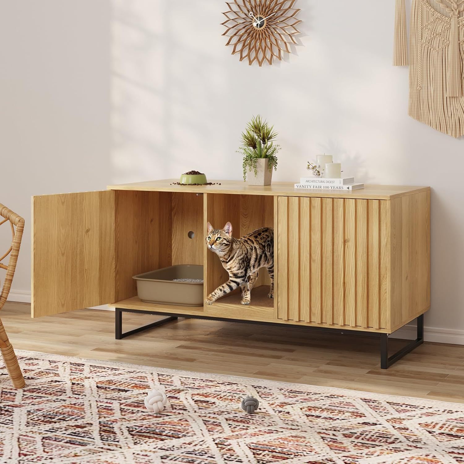 Double Room Big Cat Cabinet Multi-Functional Living Room Tv Cabinet Grille Shape Creative Style Cat Nest Integrated Cabinet Cross-Border Hot