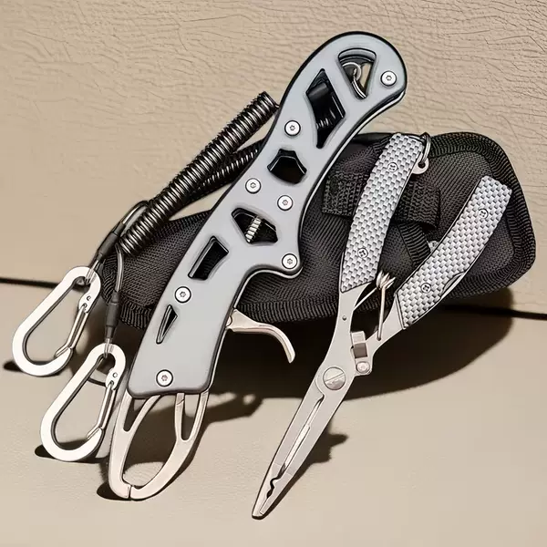Plaid stainless steel road forceps fish controller open loop tie line hook outdoor fishing special fish control forceps