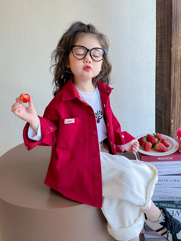 Camisas para niñas, ropa de primavera y otoño 2025 nuevos abrigos casuales para niños, camisas para niñas, blusas para bebés de estilo occidental coreano