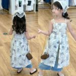 女童连衣裙夏季新款度假风沙滩裙吊带裙中小童一件代发