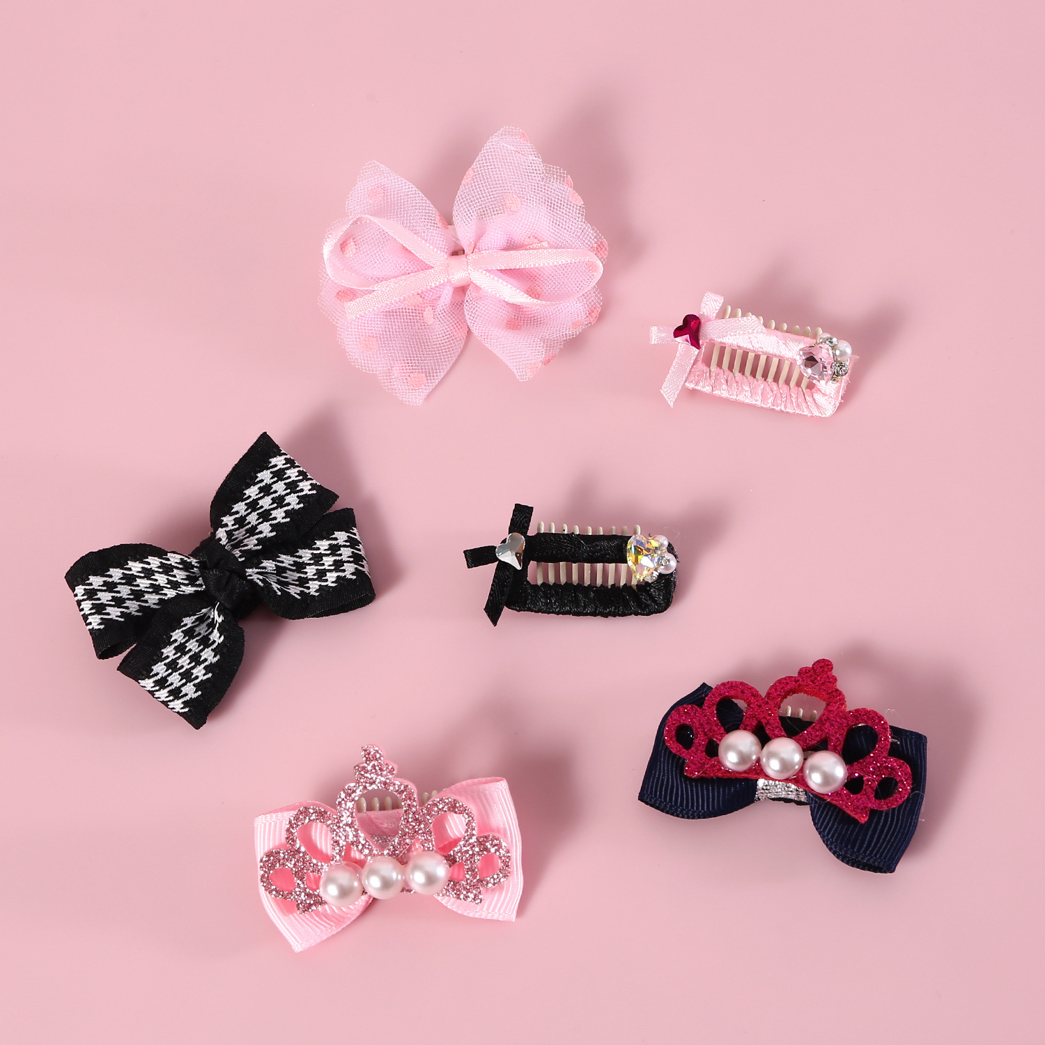 Horquilla para mascotas Teddy pelo largo gato perro perla corona arco diamantes de imitación clip BB cumpleaños princesa Barbie tocado image 3