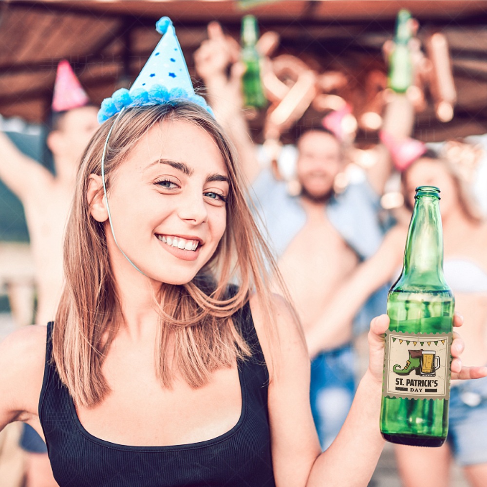 Día de San Patricio del Amazonas decorativo botella de vino pegatinas Festival irlandés etiqueta adhesiva