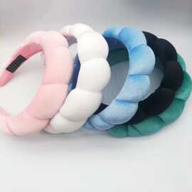 跨境亚马逊爆款麻花海绵发箍高颅顶面包卷头箍水疗化妆多用发箍
