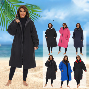 Demi-season windproof keep warm bathrobe for swimming, travel trench coat, jacket