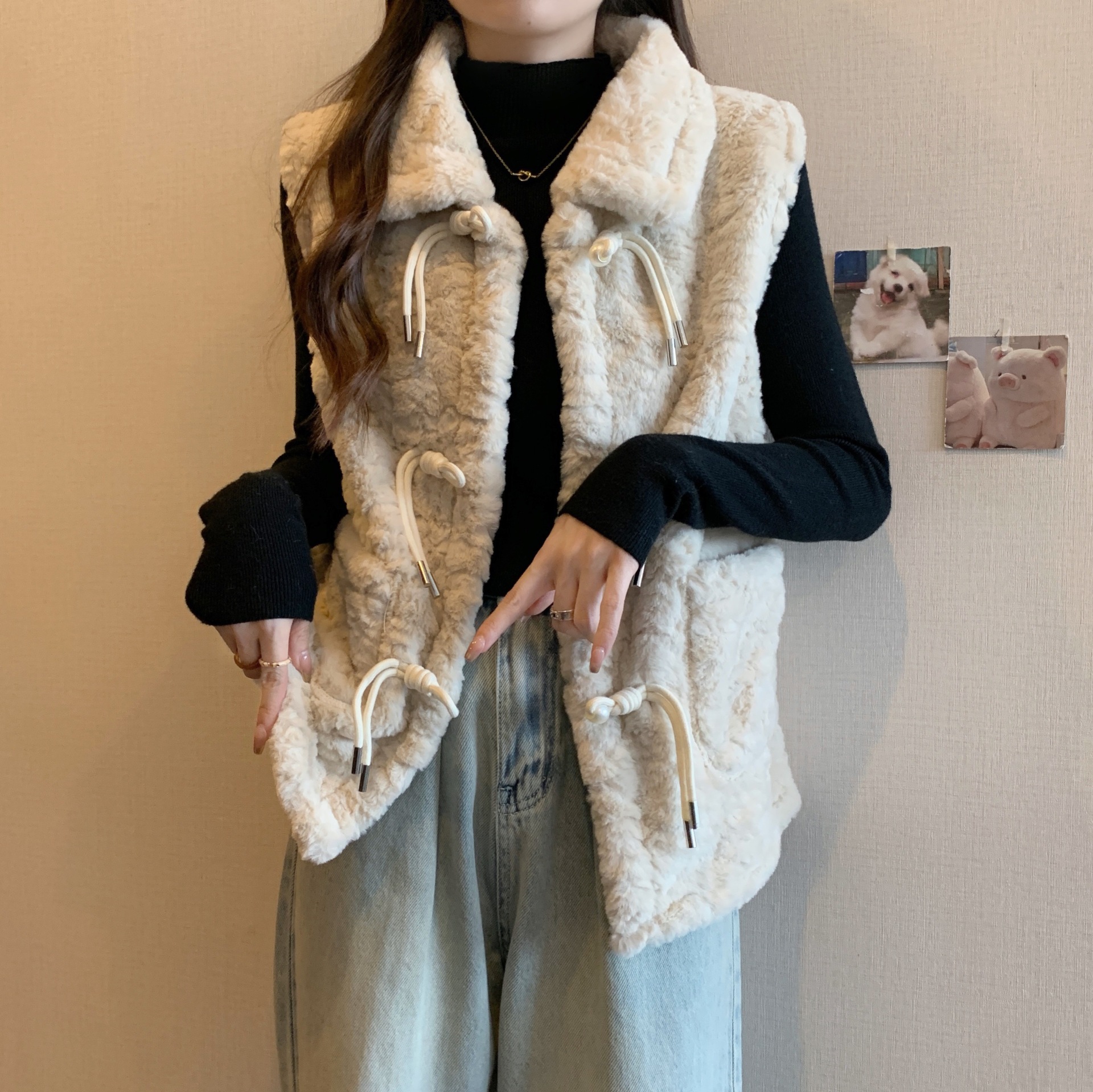 羊羔毛绒马甲外套女皮毛一体秋冬大码胖妹妹显瘦外穿加厚坎肩马夹