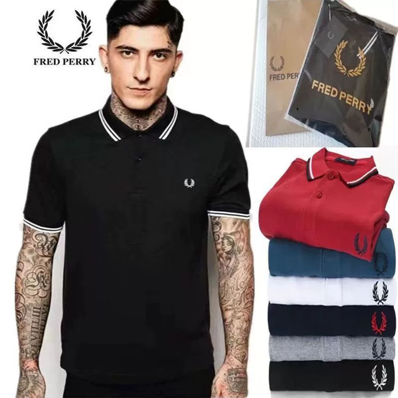 Мужская рубашка-поло FRED PERRY FP, повседневная деловая летняя футболка с короткими рукавами в полоску с лацканами, гарантированная бесплатная доставка