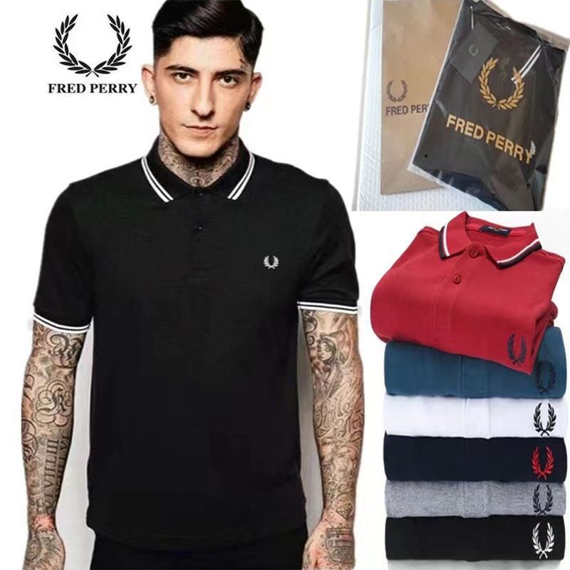 Fred Perry Men's Polo Shirt Fp Casual Business Summer Lapel Stripesd Short-Sleeved T-Shirt Guaranteed Free Shipping