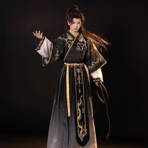 Original [Aolong] Spring and Summer Wei and Jin Dynasties Hanfu Spring and Summer Gradient Embroidery suit Men's and Women's Antique Ancient Clothes