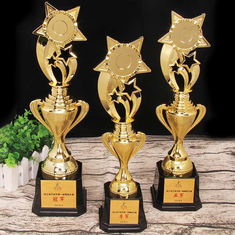 Trofeo metálico de recuerdo para eventos de celebración universales, premio para reuniones anuales, trofeo empresarial, trofeo de cinco estrellas
