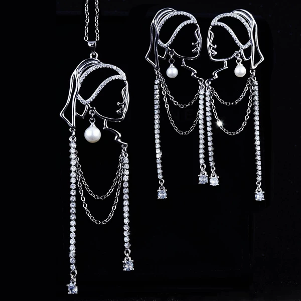 Set, pendant, necklace, earrings