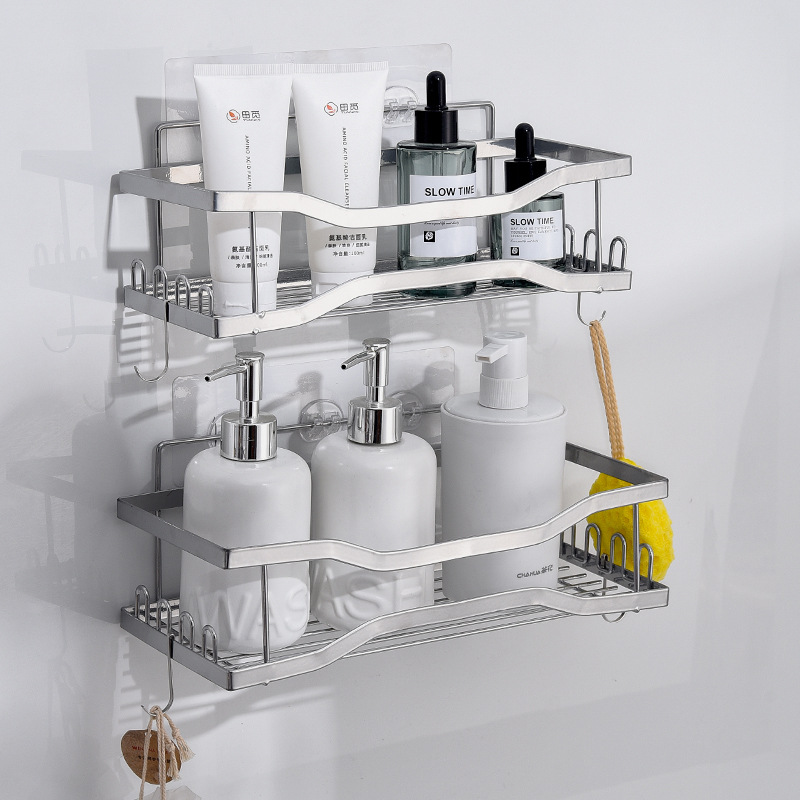 Nuevo estante de baño sin perforación estante de almacenamiento de baño de lujo ligero estante de acabado de artículos de tocador de pared grande