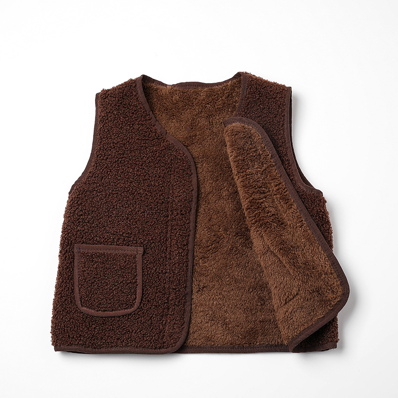 Chalecos de bebé con forro polar para niños, otoño-invierno 2024, chalecos infantiles para usar como ropa exterior, chalecos cálidos de algodón con lana de cordero para niñas.