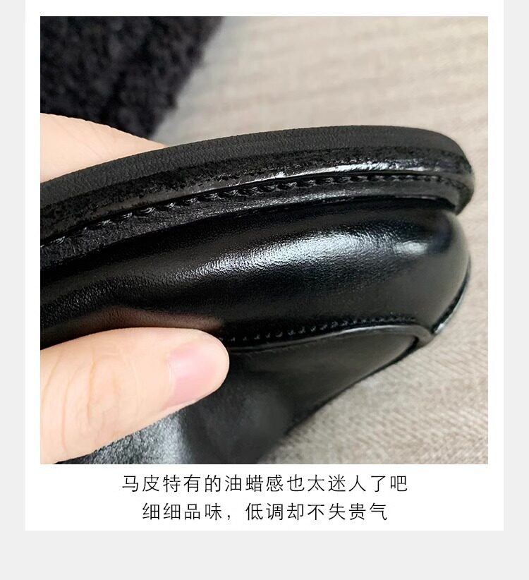 Giày lười nữ da bò mũi tròn gót vừa 3–5 cm — Điểm đen, Đốm nâu cổ điển chi tiết 16