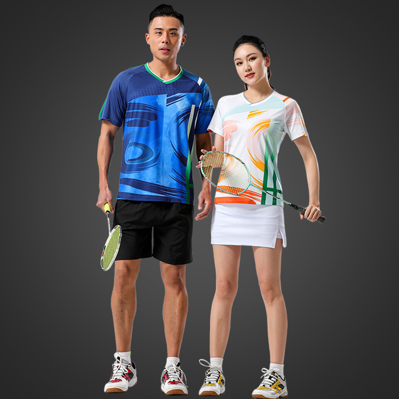 Cross-Border Badminton Suit for Men and Women, Couple Competition Team Uniform, Short-Sleeved Shorts, Sports Jersey, Training Net Volleyball