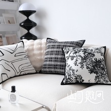 法式沙发抱枕小香风轻奢靠枕现代简约高级感靠垫几何黑白客厅靠包