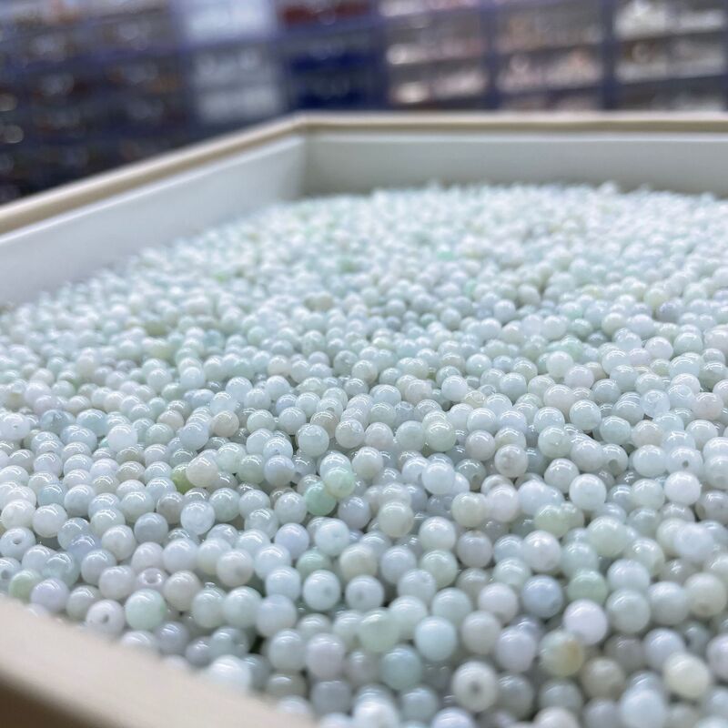 翡翠A货散珠子冰种飘花约3.5mm圆珠diy手工编绳手串项链饰品配件|undefined